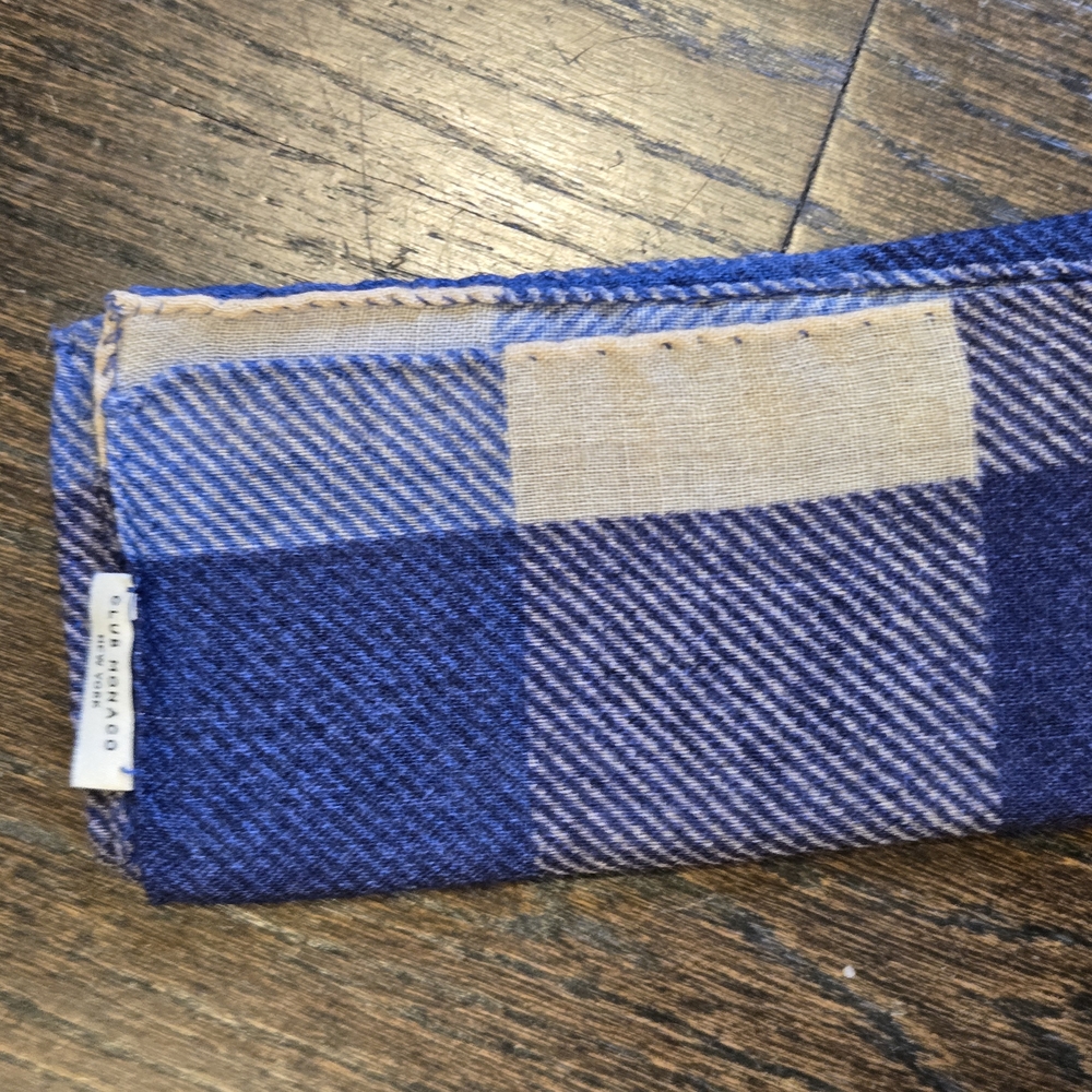 Blue and Cream Plaid Scarf
